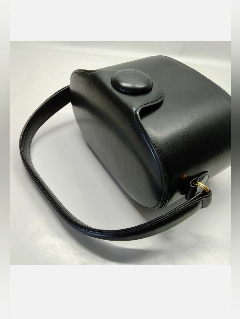 EUC Givenchy Vintage Black Leather Vanity Bag Top-Handle Handbag - Picture 3 of 5